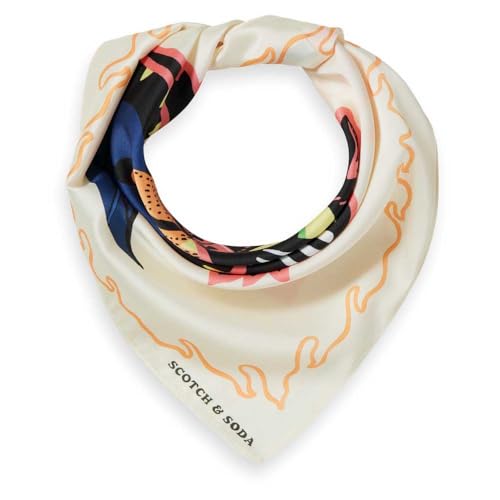 Foulard Scotch & Soda Nine Lives imprimé gris taille unique pour femme