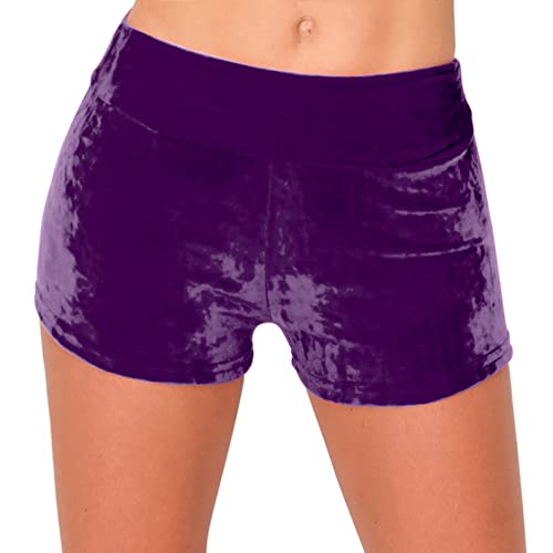 Image of ALWAYS Velvet Shorts - High Waist Stretch Velour Mini Shorts for Dance, Yoga, Casual Wear