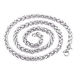 Color: plateado RG-FA Collar de cadena de cable de acero inoxidable para hombre de 3-6 mm - color de acero de 3.0* 51 cm