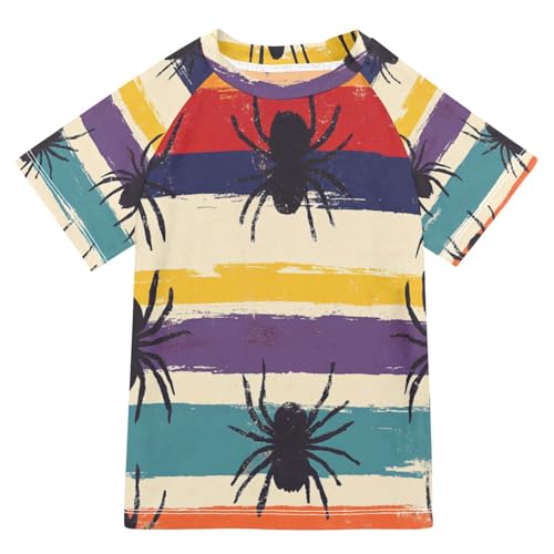 Jucciaco Boys Swimsuit Spider Colorful Graffiti Sunscreen Kids Sun Rashguard Short Sleeve T-Shirts Swimwear Sets UPF 50+