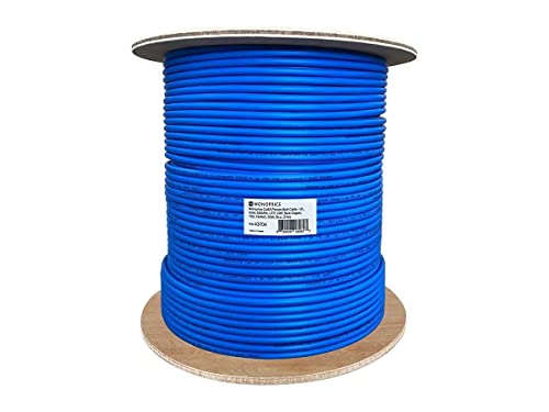 Image of Monoprice Cat6A Plenum Bulk Cable - UL, Solid, 650MHz, UTP, CMP, Bare Copper, 10G, 23AWG, TAA, for Computer Networking Cable, LAN, Modem, Router, 500 Feet, Blue