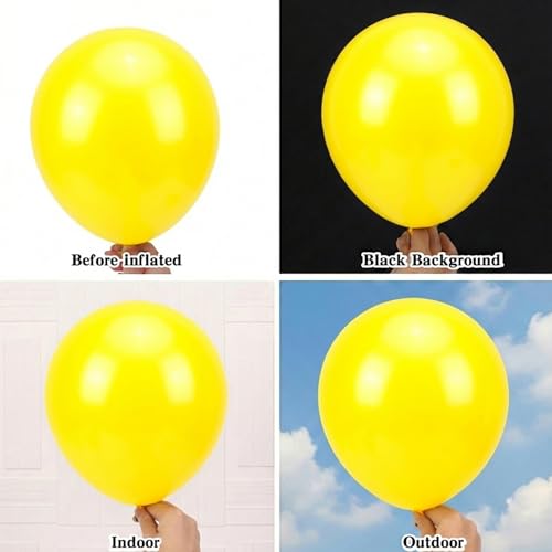 Image of RUBFAC Yellow Balloons 65pcs, 12 Inch Party Balloon with Ribbons for Birthday Baby Shower Masquerade Party Decorations