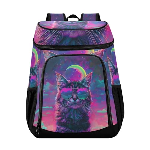 Cat Galaxy Pink Elements Cooler Backpack Cooler Insulated Leak Proof Lunch Backpack 36 Cans Waterproof Soft for Men Women Picnic Hiking Camping Beach