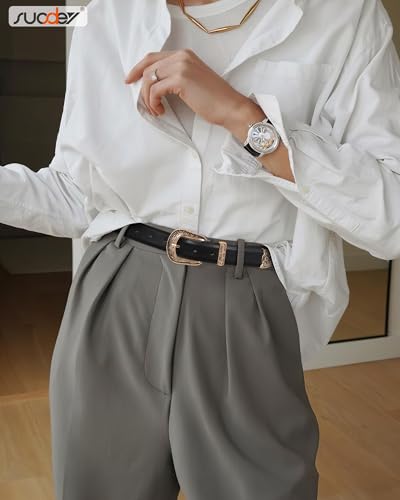 SUOSDEY Western Women Leather Belts for Jeans Dresses with Vintage Metal Buckle2