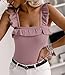 CNJFJ Womens Cute Sleeveless Tank Tops Ruffle Strap Square Neck Blouse Solid Color Knitted Camisole Pink