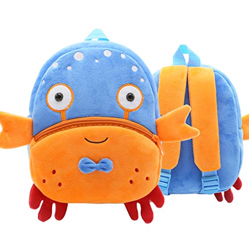Toddler Backpack for Boys and Girls, Cute Soft Plush Animal Cartoon Mini Backpack Little For Kids 1-6 Years (Crab)