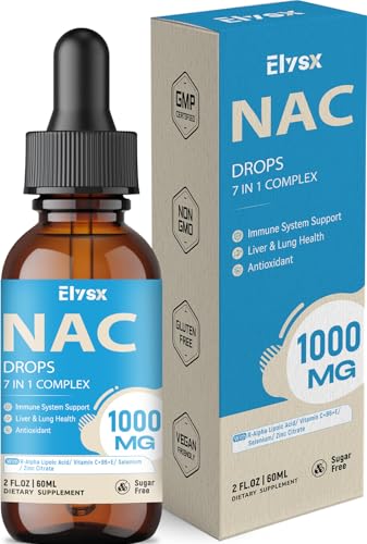 Liquid NAC Drops 1000MG, NAC Supplement N-Acetyl Cysteine with Alpha Lipoic Acid for Adults & Kids,
