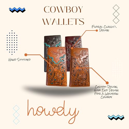 Long Leather Wallet – Embossed Rooster Design – Laser Cut Floral Pattern – Bi-Fold Western Wallet for Men – Ranch Style Rodeo Leather Wallet4
