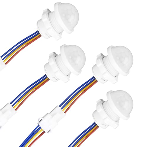 4stk Bewegungsmelder Lichtschalter, PIR Infrarot Sensor Intelligente Erkennung 30s Zeitverzögerung Innenwand/Deckenmontage für LED Streifen Glühbirnen Schrank Treppe (85-265V, 40W)