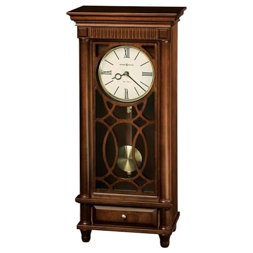 Howard Miller Garden City Mantel Clock II 549-547 – Tuscany Cherry Finish, Drawer Base, Antique Home Decor, Brass Finished Pendulum, Volume Control, Quartz, Triple-Chime Movement