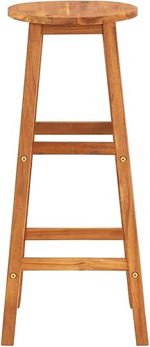 Miniatura 6 de vidaXL Juego de sillas de bar de madera de acacia maciza, muebles de madera resistentes para interiores y exteriores con cómodo reposapiés, fácil