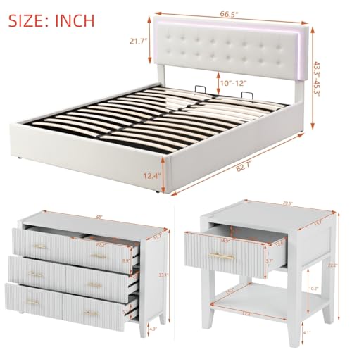 image for Merax Queen Size 3-Pieces Bedroom Sets, Tufted Upholstered PU Platform