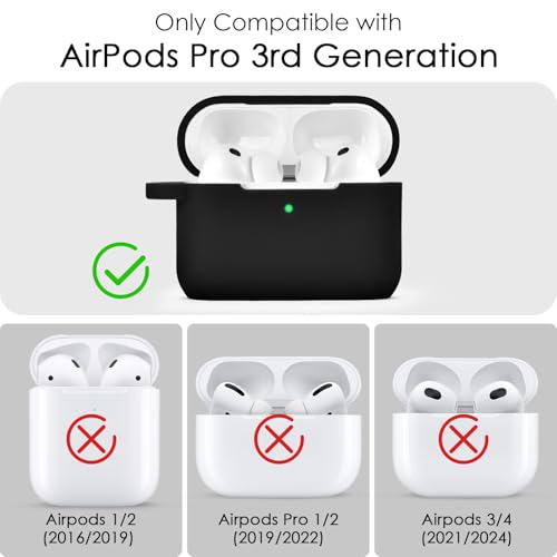 Filoto for AirPods Pro 3 Case (2025), Soft Silicone Protective Case Cover Compatible with Apple AirPods Pro 3rd Generation with Beaded Bracelet Keychain Accessories for Women Black by Filoto - Image 2