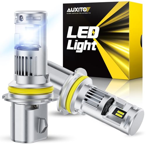 AUXITO 9004 Bulbs, 900% Brighter HB1 Light Bulbs, 6000K Cool White, Plug N Play, Long Lifespan, No Flicker, 99% Compatibility(Pack of 2)