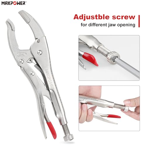 Image of MAXPOWER Locking Pliers, 10-inch Curved Jaw Locking Plier Set, Adjustable Opening Maximum Capacity 2.5 inch /65mm, Large Jaw Locking Pliers, 2 Pack
