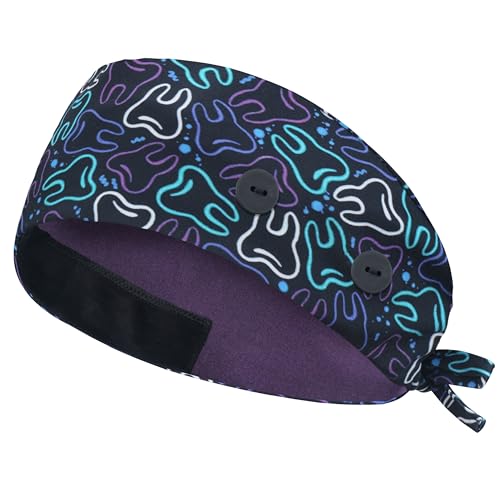 Image of ABAMERICA Working Caps with Button and Sweatband, Adjustable Working Hats for Women Men, One Size(Tie Back or Toggle)