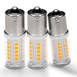 Heifymi 1141 1156 P21W BA15S 12V LED Bulbs, 5 Watts Warm White 2700K, AC/DC12-24 Volt, DC Bayonet Single Contact Base Replacement for RV Boat Mower Lawn tractors Bathroom Reversing lights, 3 Pack