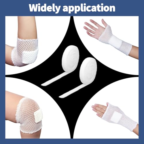 Image of 2 Rolls 11 Yard Tubular Bandage, 1 Inch Elastic Net Bandages, Wound Dressing Elastic Mesh Net, Tubular Gauze for Arm Wounds Without The Use of Adhesive Tape (5 M)