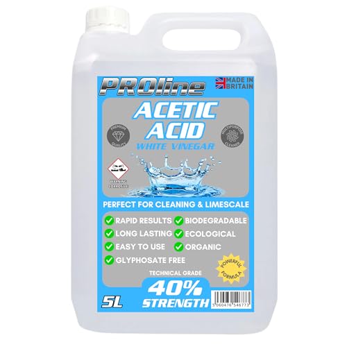 PROline 40% Technical Grade Acetic Acid White Vinegar Weed Killer 5L Also perfect for Cleaning Descaler Limescale Remover