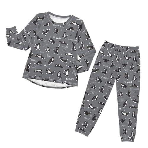 Cats Doing Yoga Cute Soft Pajama Set for All Seasons,Breathable Pjs Long Sleeve Sleepwear,Comfy Loungewear 2 Piece Underwear Set 8T