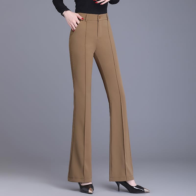 Women's Black Flared Dress Pants, High Waisted, Stretchy3