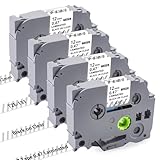 Womiten 4PK Tz Tape 12mm 0.47 Laminated Clear TZe-131 TZe131 Compatible for Brother Label Maker Tape 12mm 0.47 Clear TZ-131 1/2 inch x 26.2 ft, for P Touch PTD210 PTD200 PT-D220 PTH100 PTH110