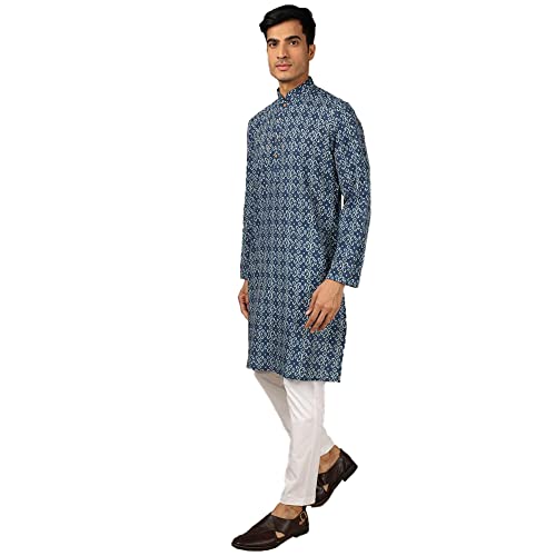 Image of by Shoppers Stop Printed Polyester Slim Fit Mens Casual Kurta