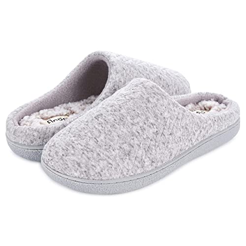 Floopi Slippers for Women Indoor Outdoor Faux Sherpa Fur W/Warm Fleece Lined Clog Slipper W/Memory Foam