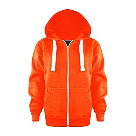 Kids Hoodie Fleece Zip Up Hoodie Girls Hoodie Boys Hoodies Hoodies For Girls -Fluorescent Orange 11-12 Cover