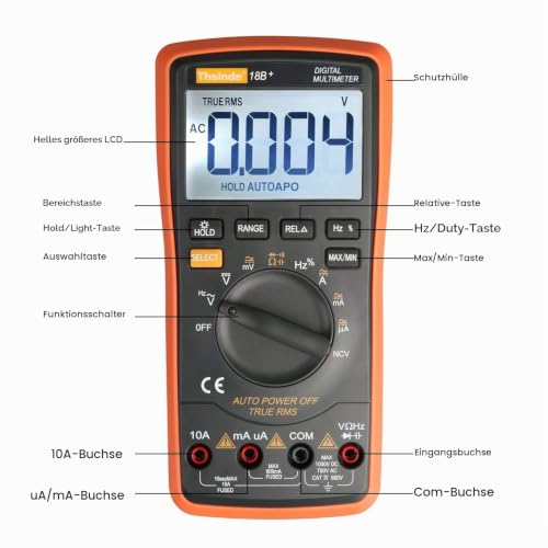 Digital Multimeter mit Automatischer Bereichswahl - hintergrundbeleuchtetem Zähler Multitestgerät...