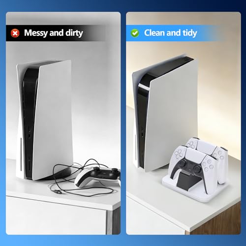 Image of G-STORY Charging Station for P5 Controller, Dual Controller Charger with RGB Lighting, USB-C Fast Charging Dock with Intelligent Protection & Anti-Slip Base for PlayStation 5 DualSense Controllers