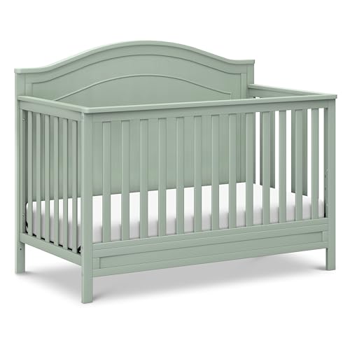 Image of daVinci Charlie 4-in-1 Convertible Crib - GREENGUARD Gold Certified - Converts from Baby Crib to Toddler Bed, Daybed, and Full-Size Bed Effortlessly - 4 Adjustable Heights - Wooden Light Sage Baby Bed