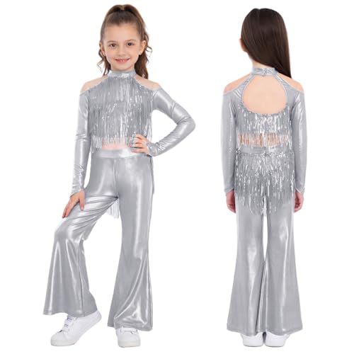 Costumes danse latine pour filles renvena avec crop top à franges et pantalon
