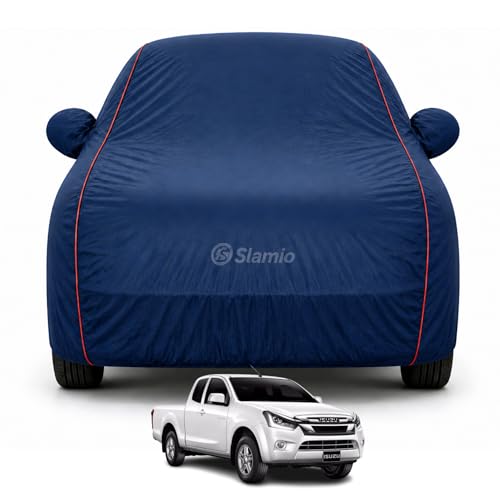 Image of Car Cover for Isuzu D-Max | 100% Waterproof Heavy-Duty 3-Layer Car Body Cover | All-Weather Rain, UV, Sun & Dust Protection | Custom Fit | Mirror & Antenna Pockets | Navy Blue