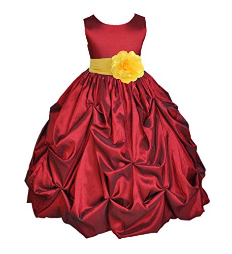 ekidsbridal Pick-Up Bubble Taffeta Apple Red Flower Girl Dress Seasonal Holiday Gown 301S 6