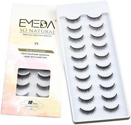 EMEDA Naturalne Fałszywe Rzęsy 10 Style, 3D Krótkie i miękkie sztuczne rzęsy, Faux Lashes Puszyste i Wispy Eye Lashes 10 par 100% Handmade Fake Lashes 1 Pack (A1)