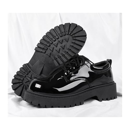 Men's Platform Chunky Dress Shoes Patent Leather Lace Up Oxfords Casual Derby Business Shoes2
