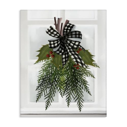 Stupell Industries Hanging Holly Botanicals Mistletoe Seasonal Winter Flowers Canvas Wall Art, Design By House Fenway, 24 x 30, Gallery Wrapped Canvas