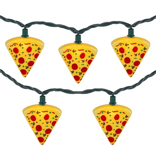 Northlight Pepperoni Pizza Indoor Outdoor Patio Light Set - 6' - Green Wire - 10ct