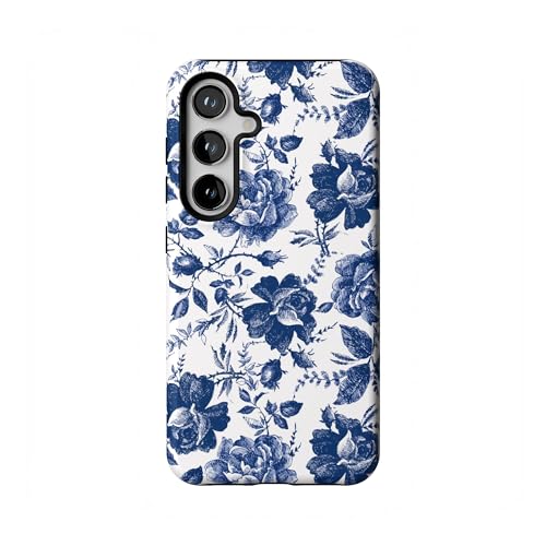 Casely Galaxy S24 Case | Blue & White Rose Floral | Rose to Fame Coquette | Essential Slim Dual-Layer Protective Case Design