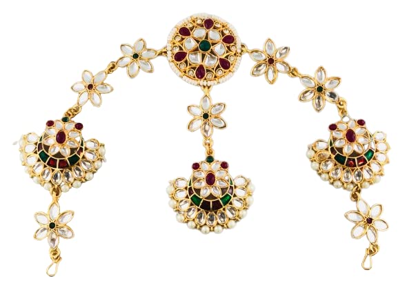 Sattyaki Gold-Plated Traditional Rajasthan Dulhan Bridal Heavy Sheeshphool 10.5 Inches Mathapatti Maangtikka in Kundan and Minakari For Women and Girls (B099FCLT5W) Amazon Price History, Amazon Price Tracker
