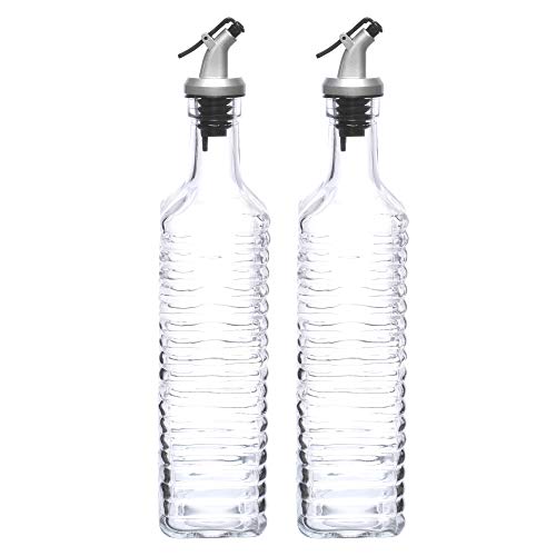 Image of SIMPARTE Oil and Vinegar Cruet Seasoning for Dining Table Glass Bottle (2 Pcs 500 ML), Clear, Medium, Set of 2