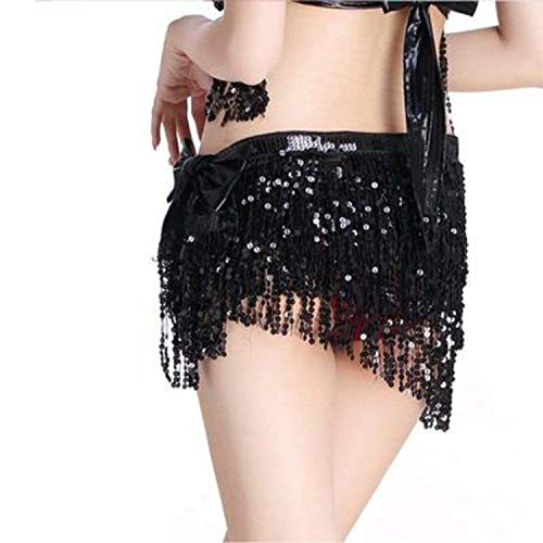 Image of VRITRAZ Women's Chiffon Belly Dance Hip Scarf Waistband Belt Skirt Mixed Colors Beads and Golded Coins