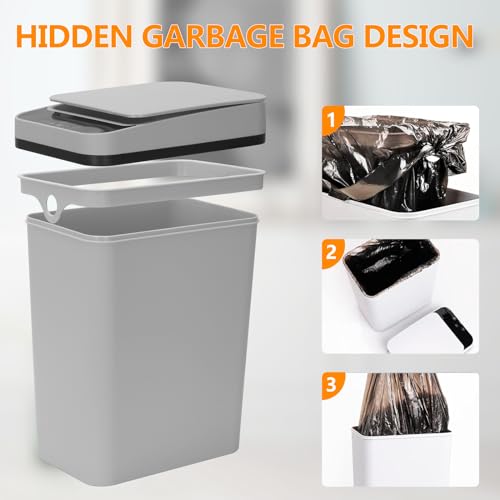 Umelee Sensor Mülleimer 8L, Kleiner Abfalleimer Küche mit Deckel, Batteriebetriebener Intelligenter Berührungsloser Mistkübel, Mülleimer Geruchsdicht für Haus Büro Hotel Restaurant Verwendung (Grau) – Bild 6