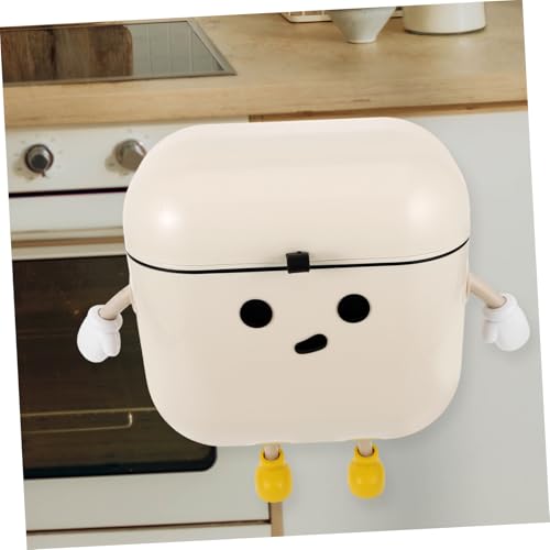 Caneca de basura colgante para cocina con tapa Beige miniatura 2