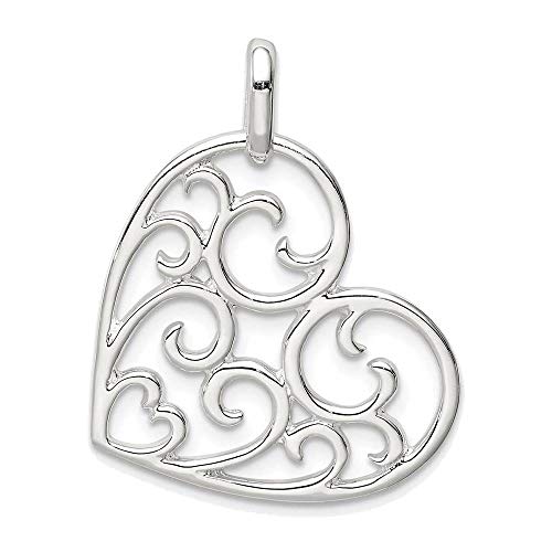 Sterling Silver Filigree Heart Charm