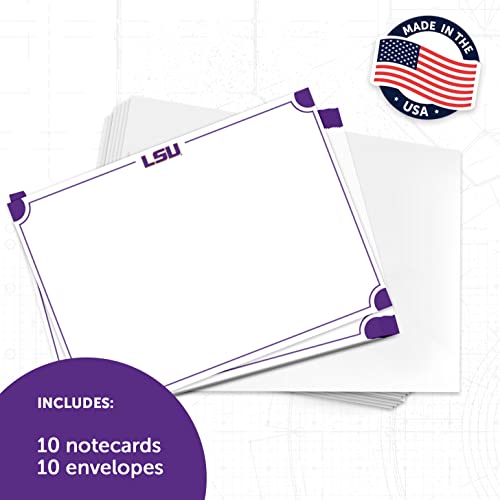 Image of Desert Cactus LSU 10 Pack Notecards Stationery Cardstock Tigers Geaux Louisiana State University Includes Envelopes Memo Party Thank You (Notecard 4a)