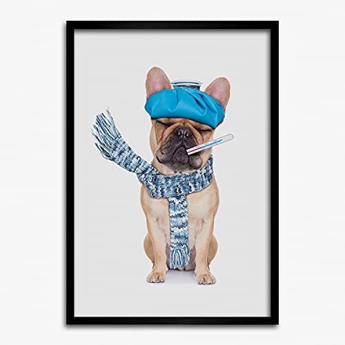 Cadre en Bois 50x70 cm Tulup avec Peinture Moderne Chien Malade Haute Définition