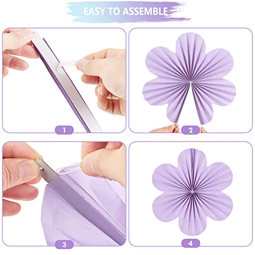 Image of SUNBEAUTY 9 Pcs Paper Flowers Decorations for Wall, Blue and Orange for Wall Paper Flower Fan Classroom Decoration Paper Floral Backdrop Decor Paper Fans Decoration Hanging Paper Flower Wall Decor