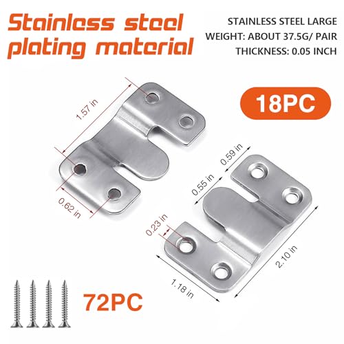 Image of 4 Hole Flush Wall Picture Hanger Hook with Screws, 18 Pieces Interlocking Stainless Steel Hanging Buckle Mirror Panel Connecting Concealed Hanger Art Gallery Clock Shelves Mirrors Hanging Hardware